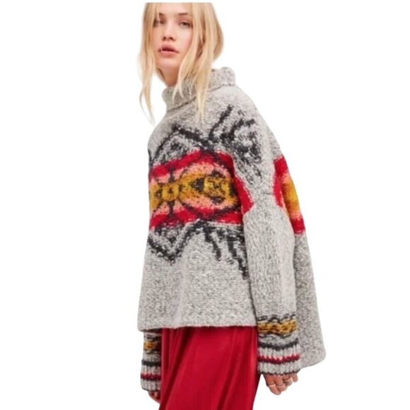 Free People Arctic Blast Pullover Turtleneck Oversized Sweater Wool Blend Size S - Picture 4 of 10
